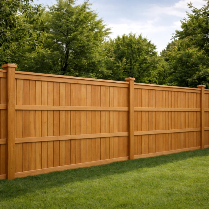 Vertical privacy wood fence installation in London Ontario