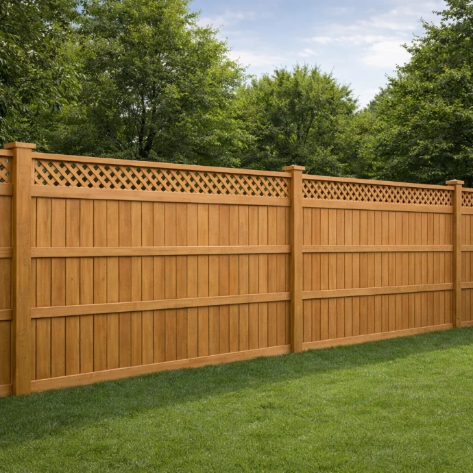 Vertical privacy wood fence with Lattice installation in London Ontario